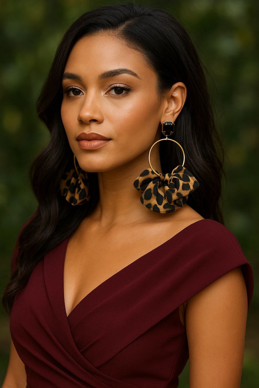 Leopard Statement Earrings – Gold Hoop Animal Print Earrings