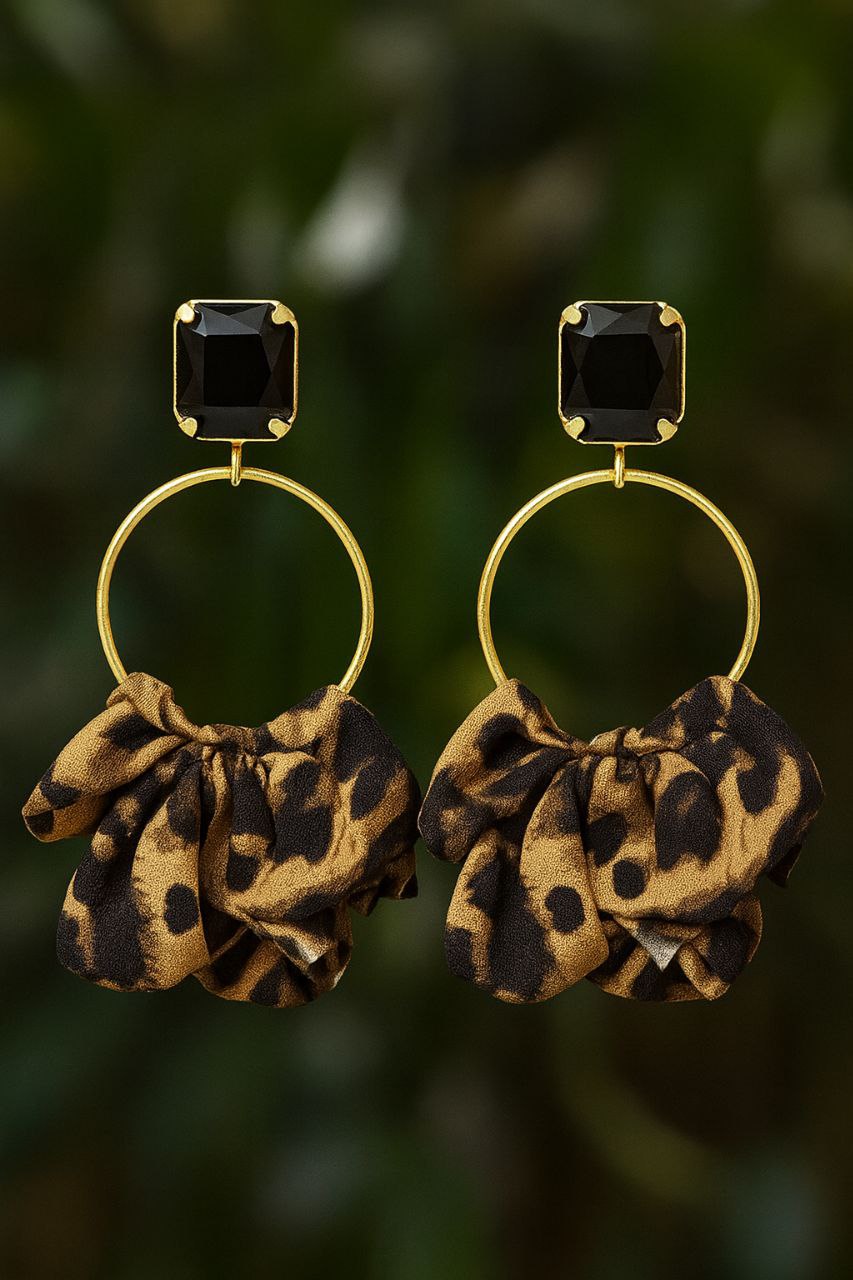 Leopard Statement Earrings – Gold Hoop Animal Print Earrings