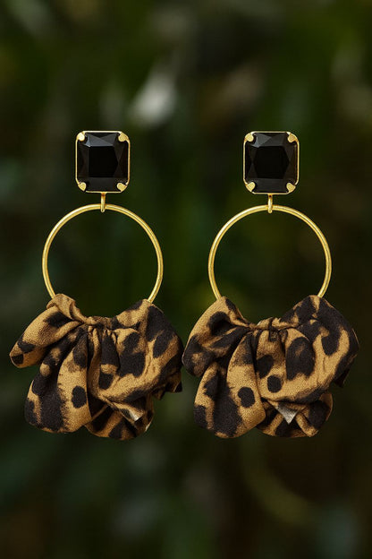 Leopard Statement Earrings – Gold Hoop Animal Print Earrings