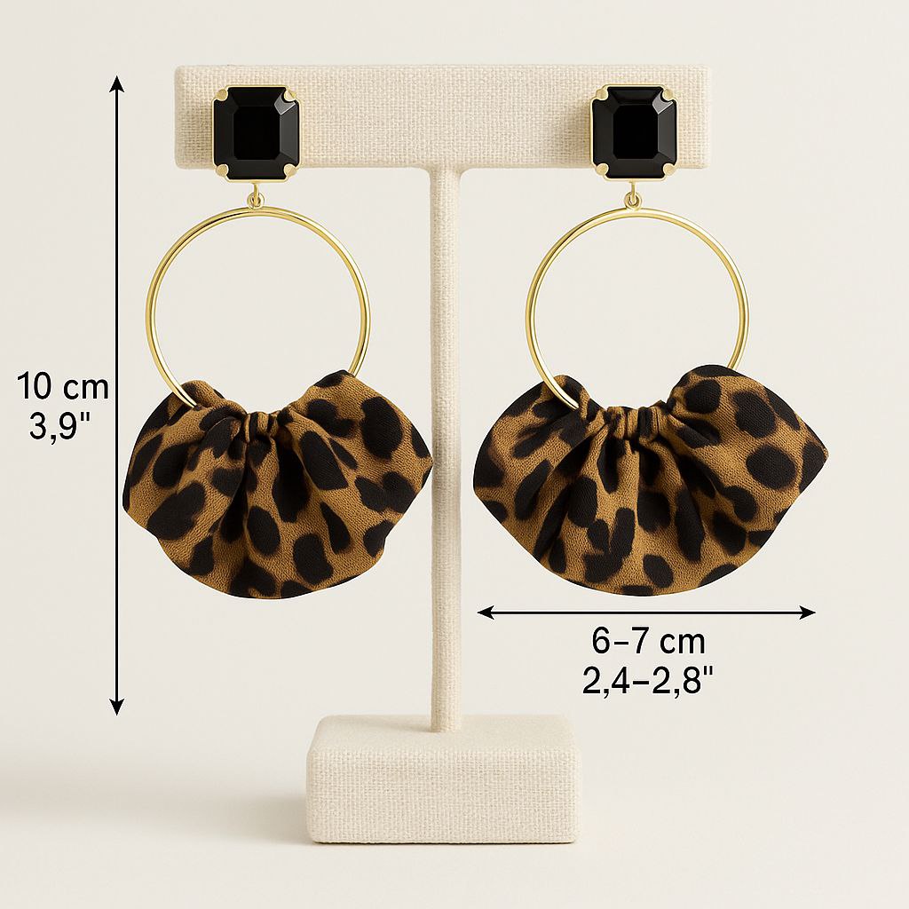 Leopard Statement Earrings – Gold Hoop Animal Print Earrings