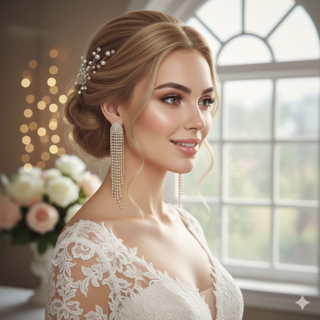 Gold Crystal Fringe Statement Earrings – Long Rhinestone Tassel Luxury Earrings