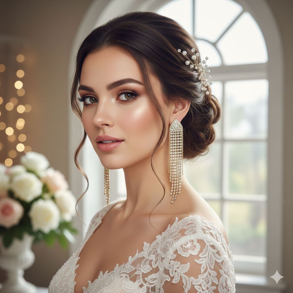Gold Crystal Fringe Statement Earrings – Long Rhinestone Tassel Luxury Earrings