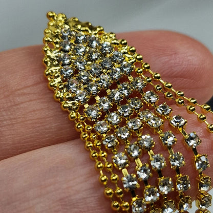 Gold Crystal Fringe Statement Earrings – Long Rhinestone Tassel Luxury Earrings