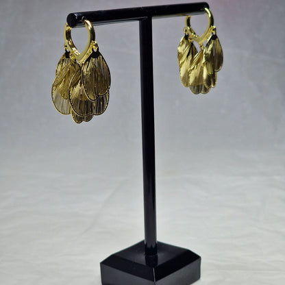 Gold Petal Drop Earrings – Lightweight Floral Statement Earrings, Layered Shell Design Jewelry, Gift for Her