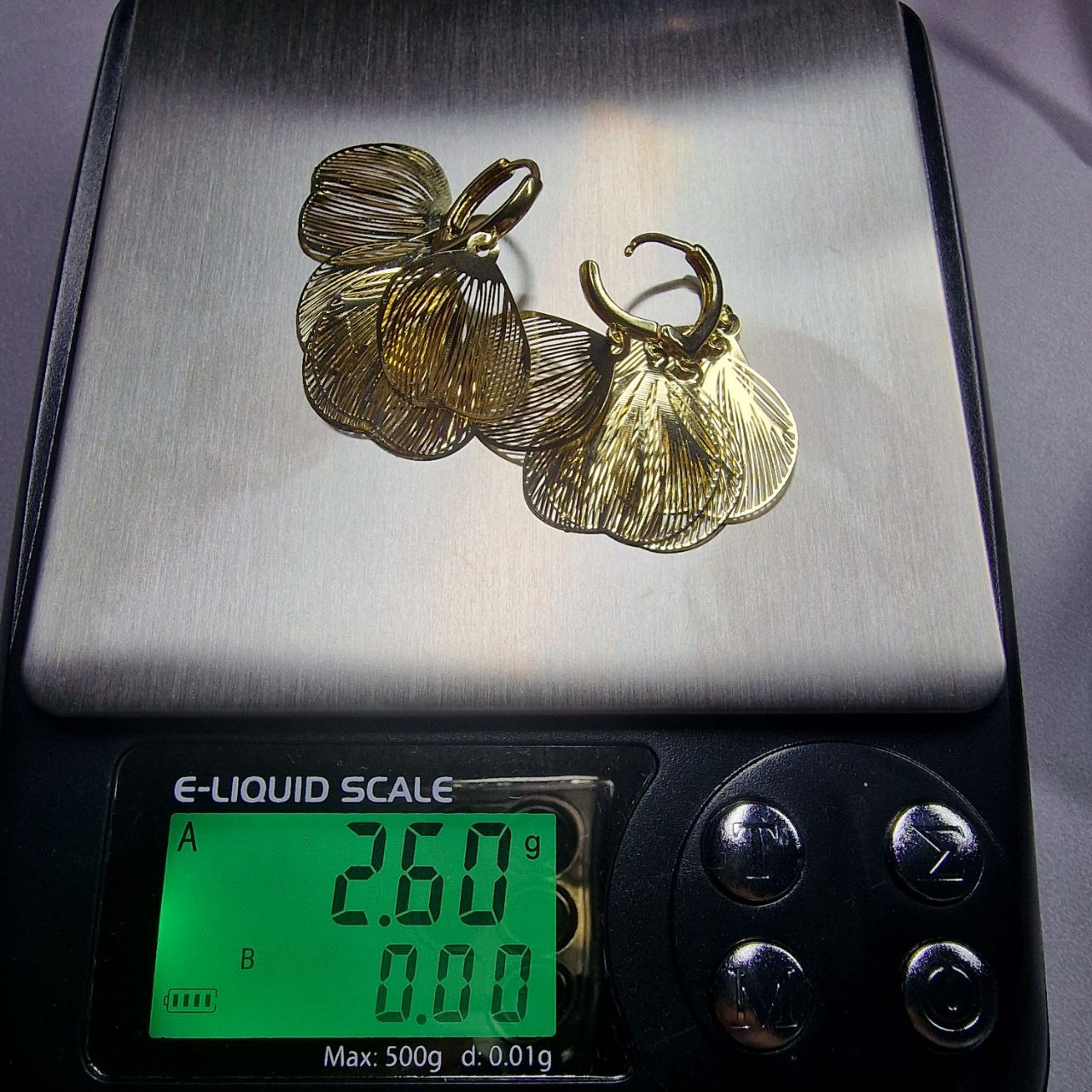 Gold Petal Drop Earrings – Lightweight Floral Statement Earrings, Layered Shell Design Jewelry, Gift for Her