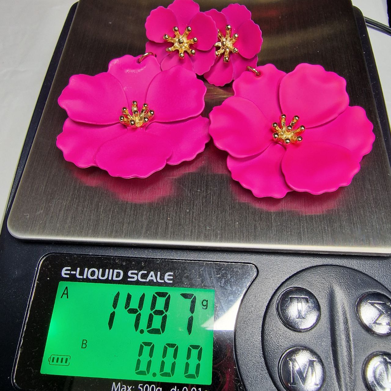 Hot Pink Flower Statement Earrings – Bold Floral Drop Earrings