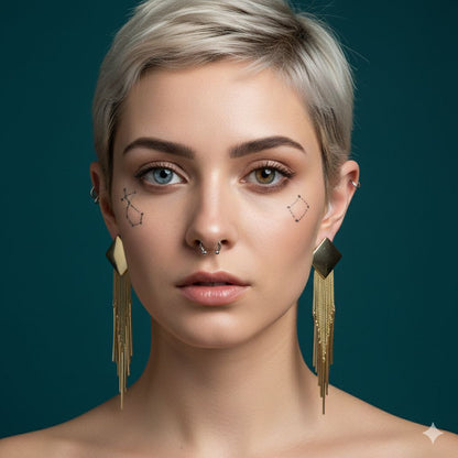 Gold Tassel Statement Earrings – Long Chain Fringe Earrings, Elegant Drop Earrings, Evening Jewelry Gift for Her