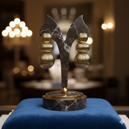 Bold Gold Tiered Statement Earrings – Large Sculptural Drop Earrings Runway Glam Party Jewelry Gift