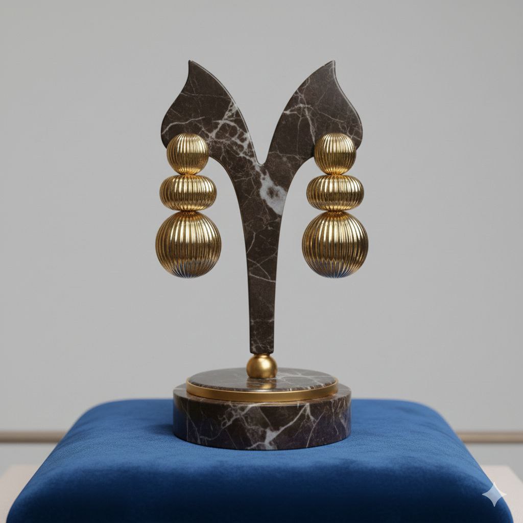 Bold Gold Tiered Statement Earrings – Large Sculptural Drop Earrings Runway Glam Party Jewelry Gift