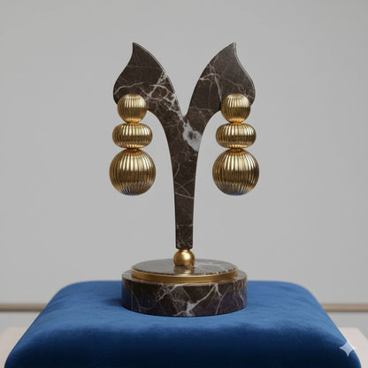 Bold Gold Tiered Statement Earrings – Large Sculptural Drop Earrings Runway Glam Party Jewelry Gift