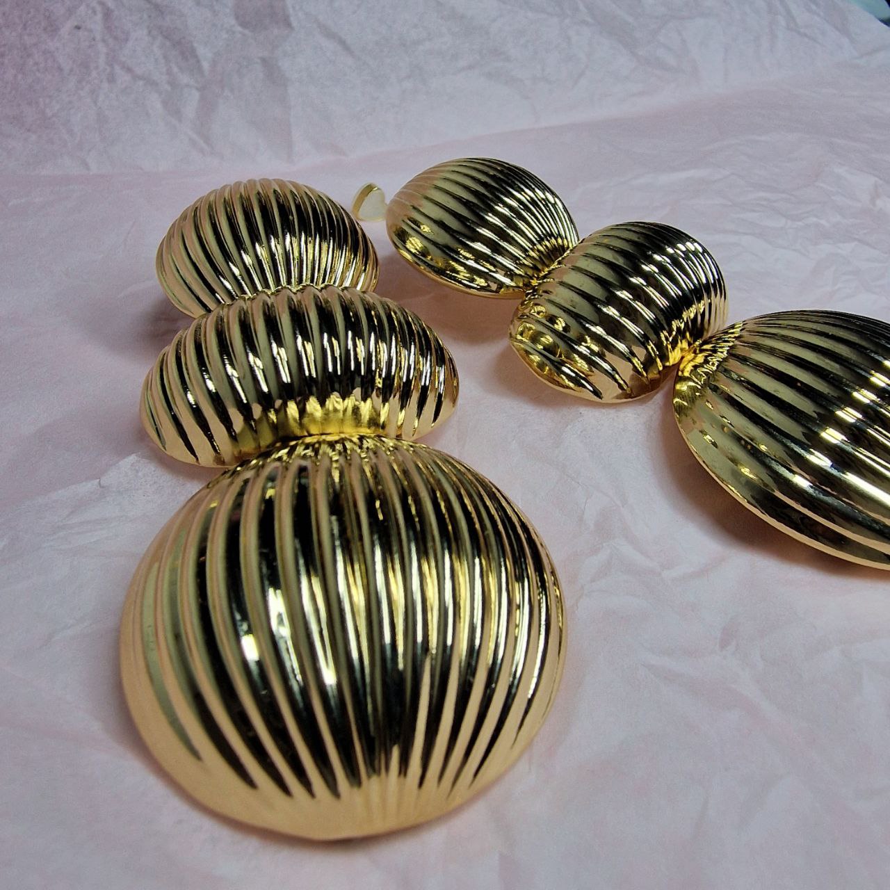 Bold Gold Tiered Statement Earrings – Large Sculptural Drop Earrings Runway Glam Party Jewelry Gift