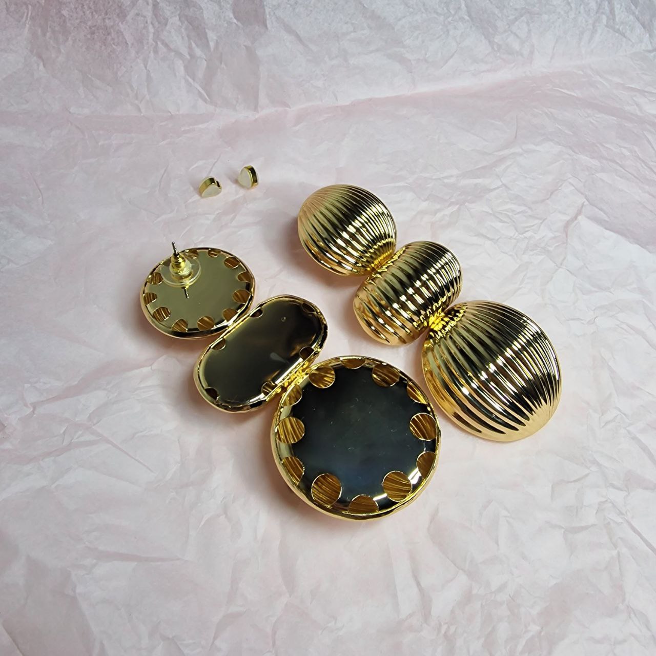 Bold Gold Tiered Statement Earrings – Large Sculptural Drop Earrings Runway Glam Party Jewelry Gift