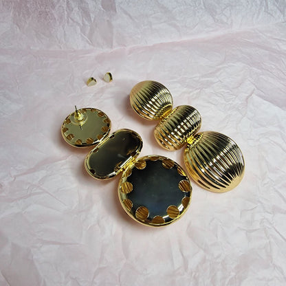 Bold Gold Tiered Statement Earrings – Large Sculptural Drop Earrings Runway Glam Party Jewelry Gift