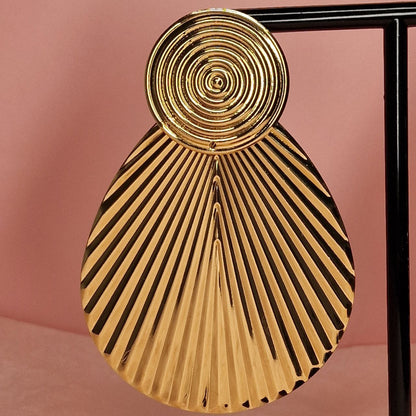 Gold Shell Statement Earrings – Large Sculptural Drop Earrings Bold Luxury Resort Glam Jewelry Gift