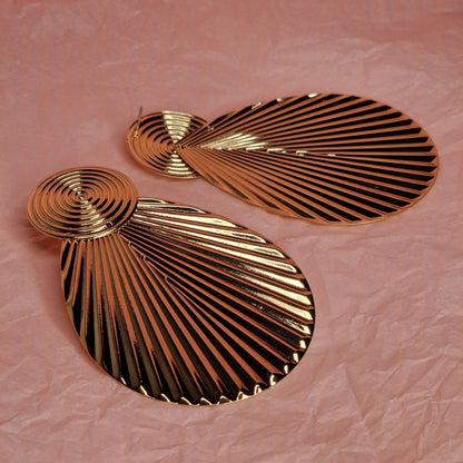 Gold Shell Statement Earrings – Large Sculptural Drop Earrings Bold Luxury Resort Glam Jewelry Gift