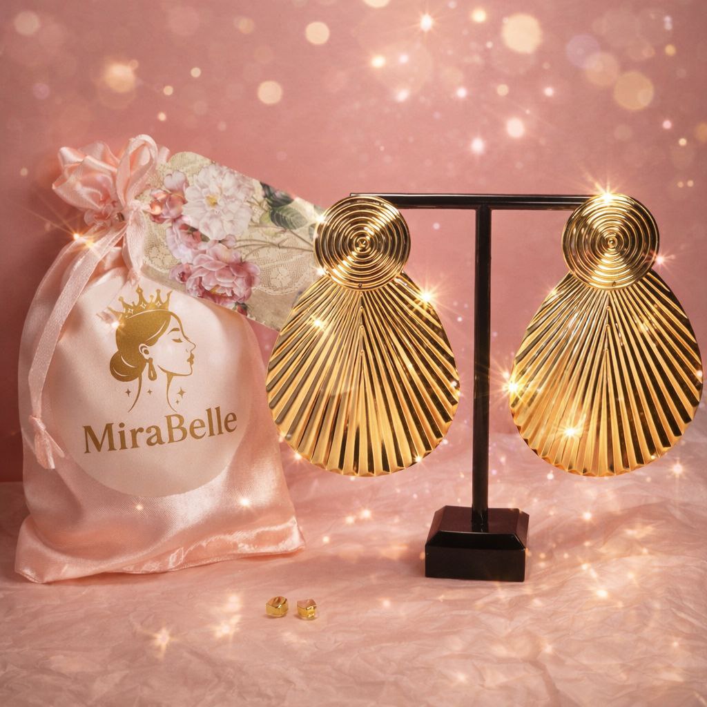 Gold Shell Statement Earrings – Large Sculptural Drop Earrings Bold Luxury Resort Glam Jewelry Gift