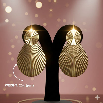 Gold Shell Statement Earrings – Large Sculptural Drop Earrings Bold Luxury Resort Glam Jewelry Gift