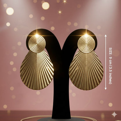 Gold Shell Statement Earrings – Large Sculptural Drop Earrings Bold Luxury Resort Glam Jewelry Gift