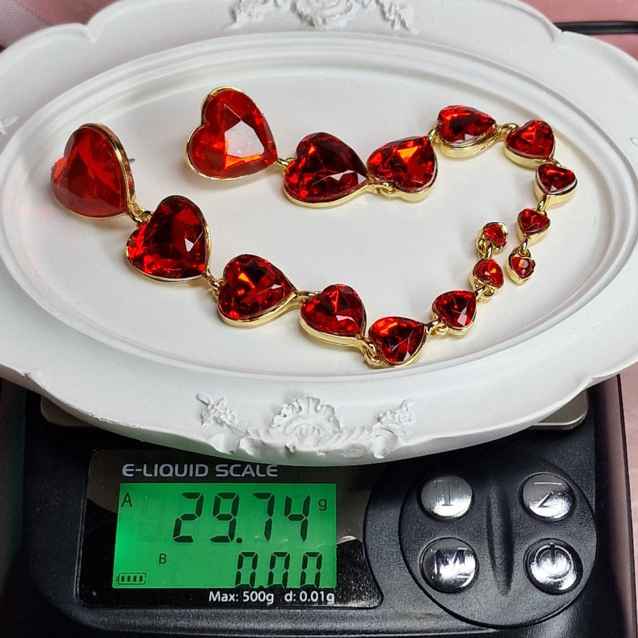 Red Heart Statement Earrings Long Romantic Drop