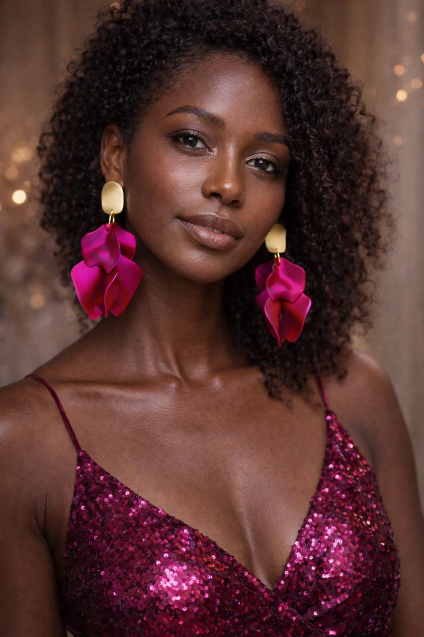 Hot Pink Statement Flower Earrings – Bold Fuchsia Jewelry, Party & Gift for Her