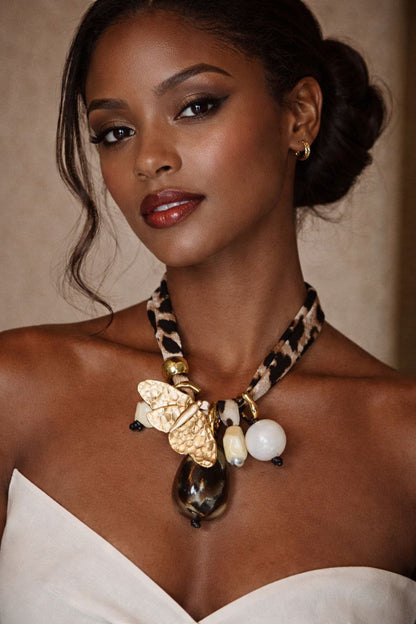 Gold Butterfly Statement Necklace – Leopard Scarf Luxury Choker