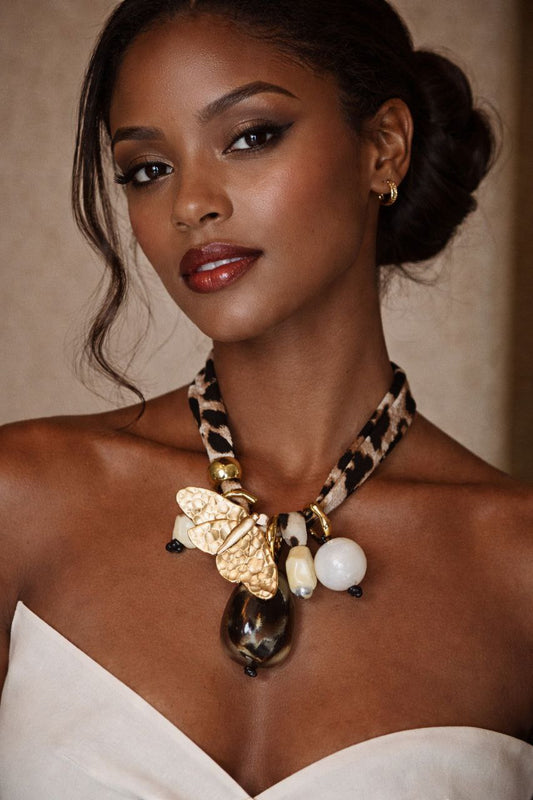 Gold Butterfly Statement Necklace – Leopard Scarf Luxury Choker
