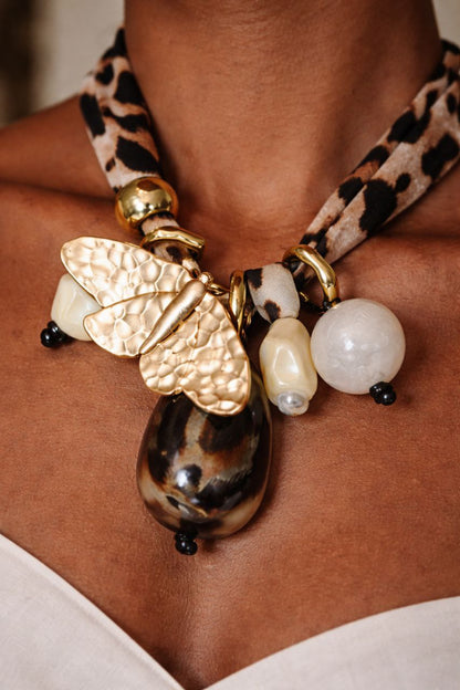 Gold Butterfly Statement Necklace – Leopard Scarf Luxury Choker