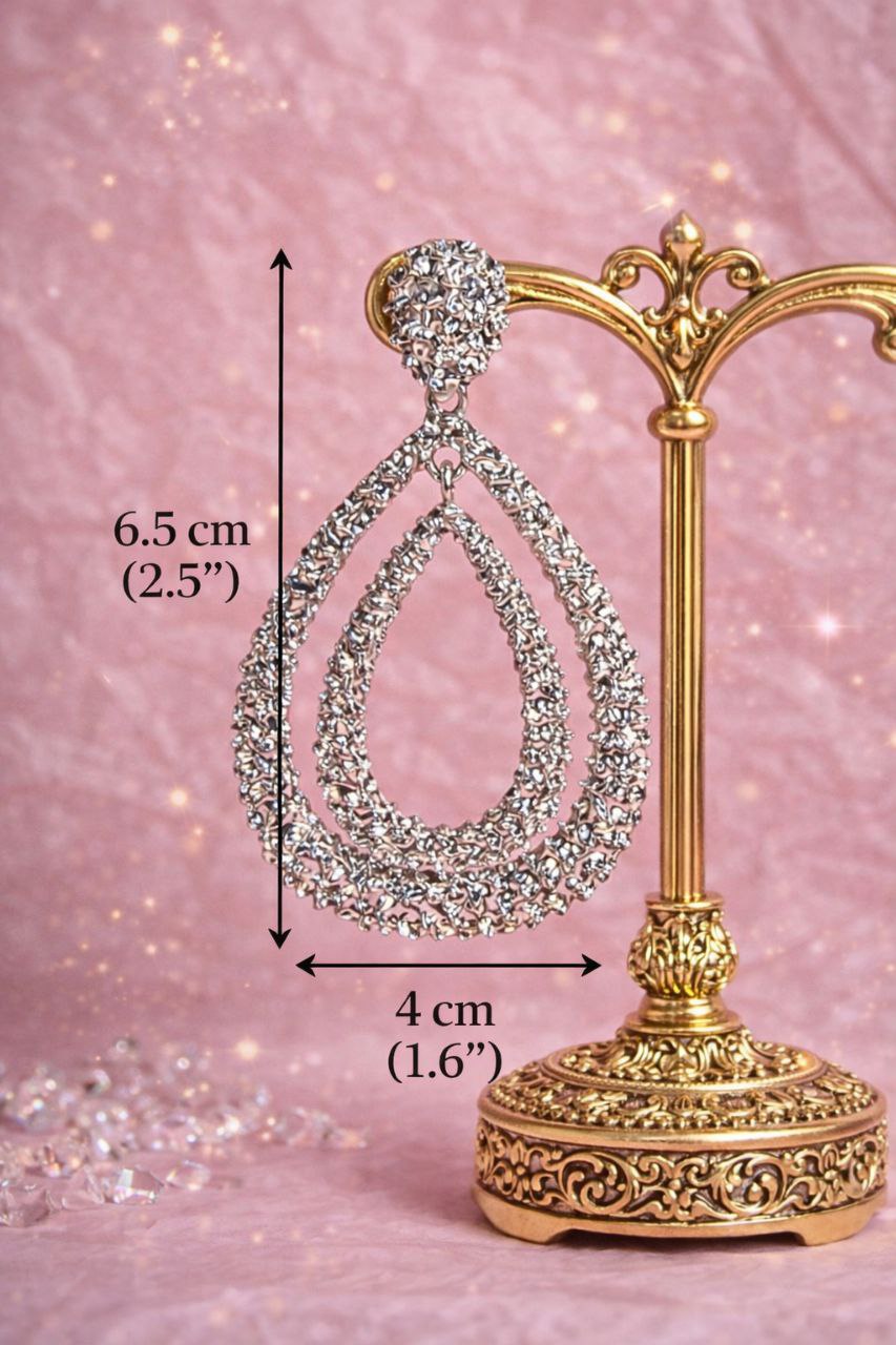 Silver Crystal Teardrop Earrings – Luxury Statement Glam Earrings
