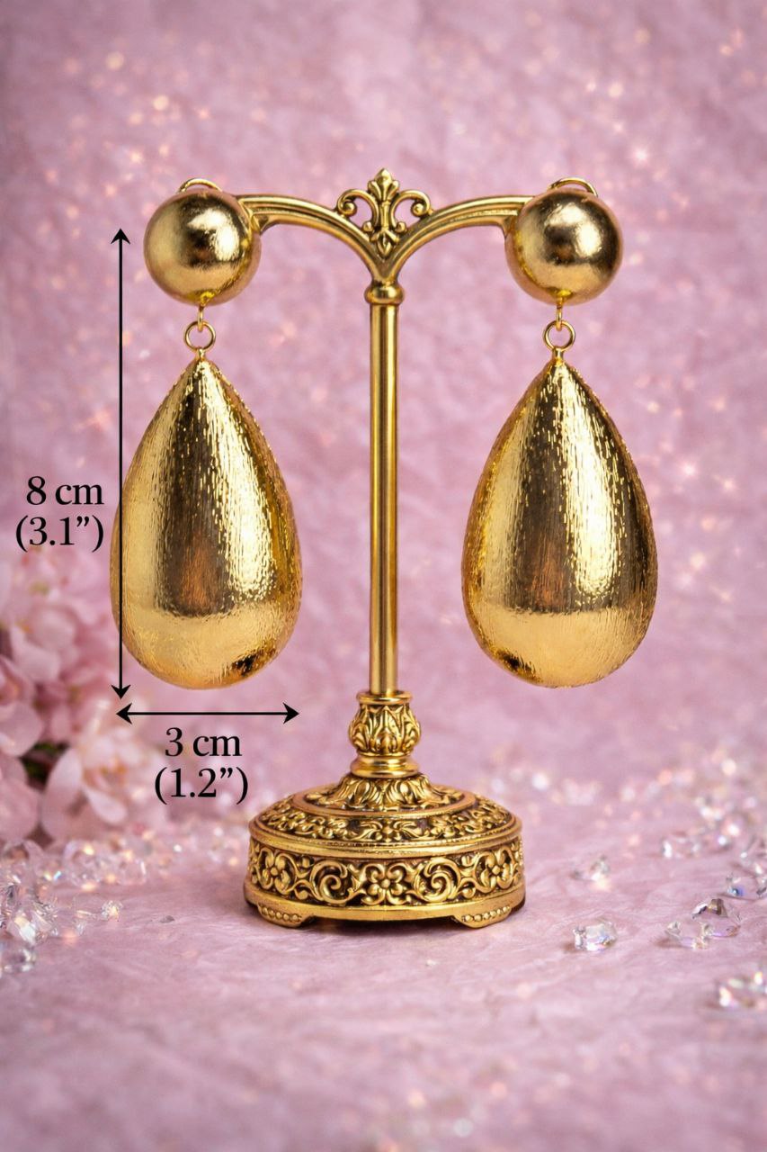 Oversized Gold Teardrop Earrings – Bold Luxury Statement Earrings