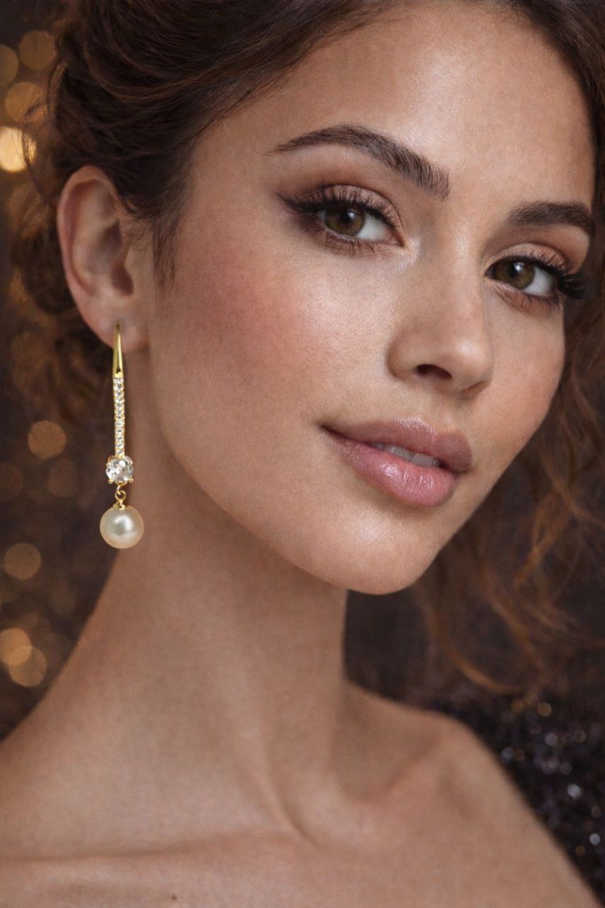 Gold Pearl Drop Earrings – Elegant Bridal Pearl Earrings