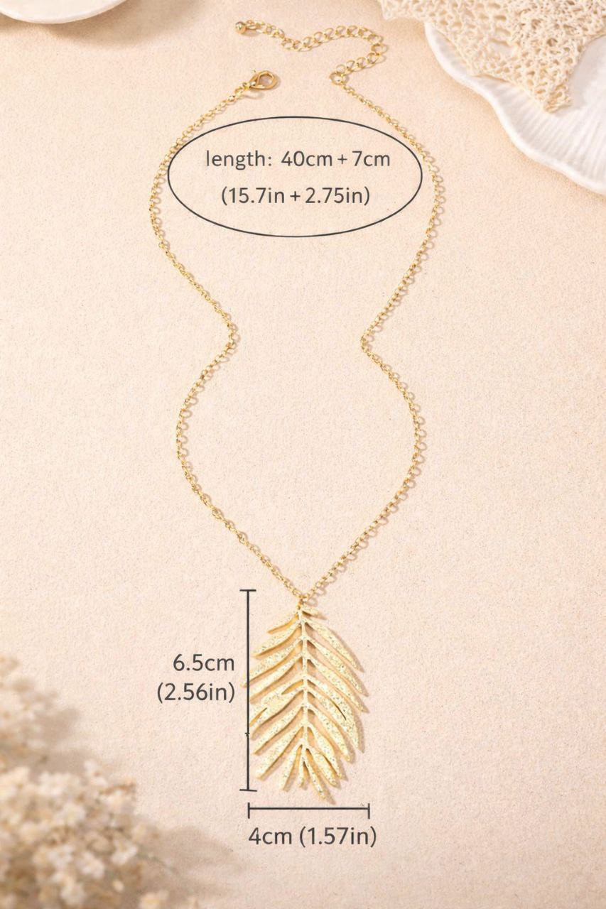 Gold Palm Leaf Jewelry Set | Statement Earrings & Necklace Set | Tropical Boho Gift for Women