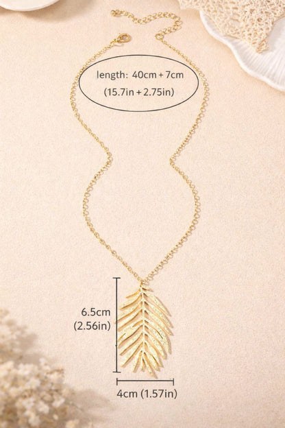 Gold Palm Leaf Jewelry Set | Statement Earrings & Necklace Set | Tropical Boho Gift for Women