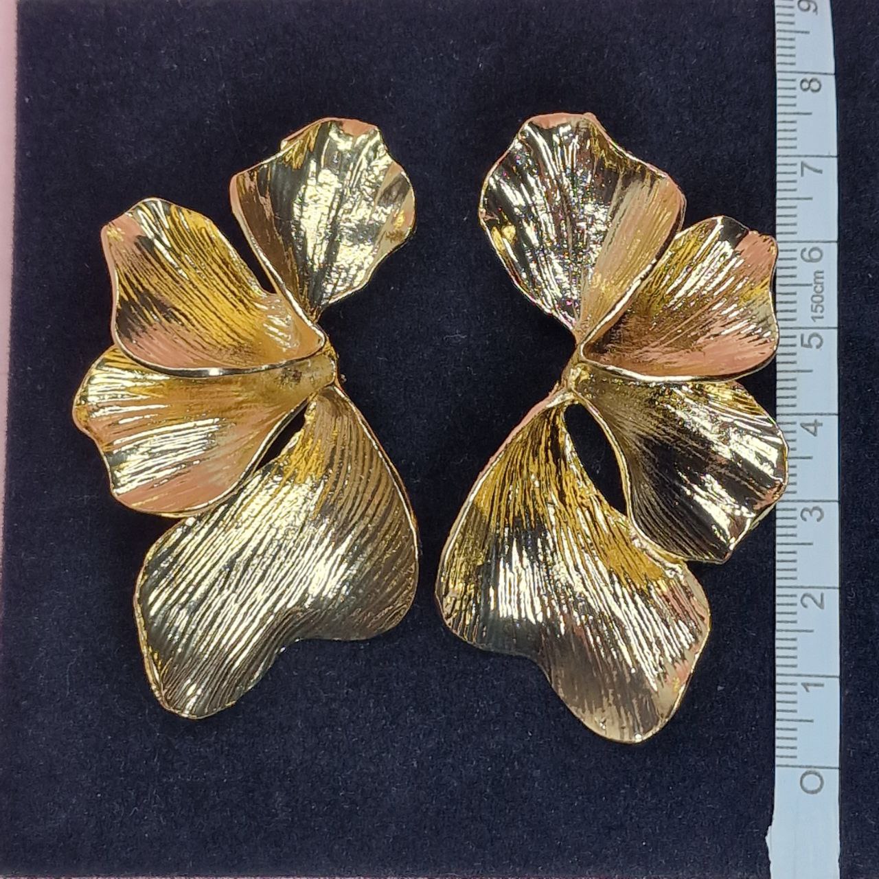 Gold Flower Statement Earrings – Large Botanical Drop Earrings