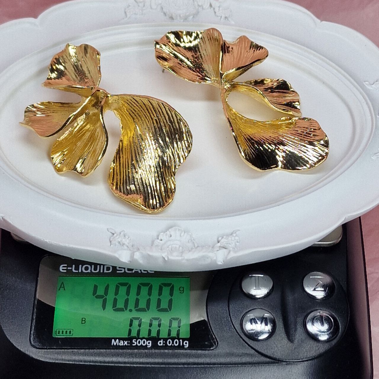 Gold Flower Statement Earrings – Large Botanical Drop Earrings