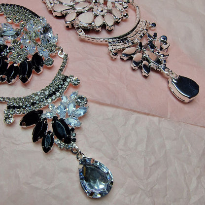 Black Crystal Statement Earrings | Luxury Rhinestone Chandelier Earrings