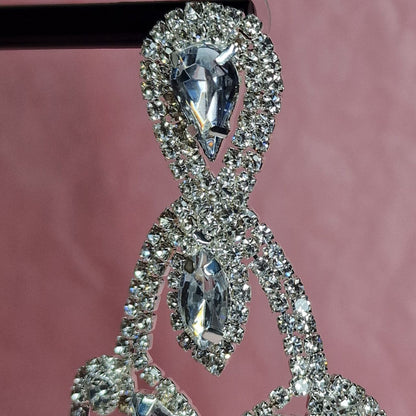 Crystal Chandelier Statement Earrings | Bridal Rhinestone Tassel Earrings
