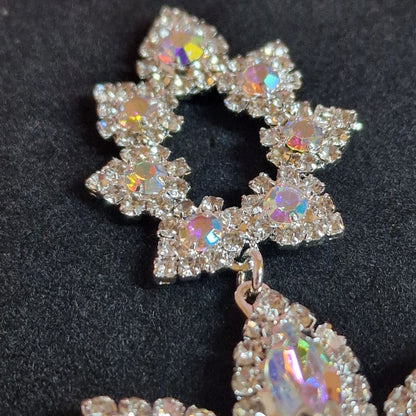 Crystal Heart Statement Earrings | AB Rhinestone Bridal Earrings