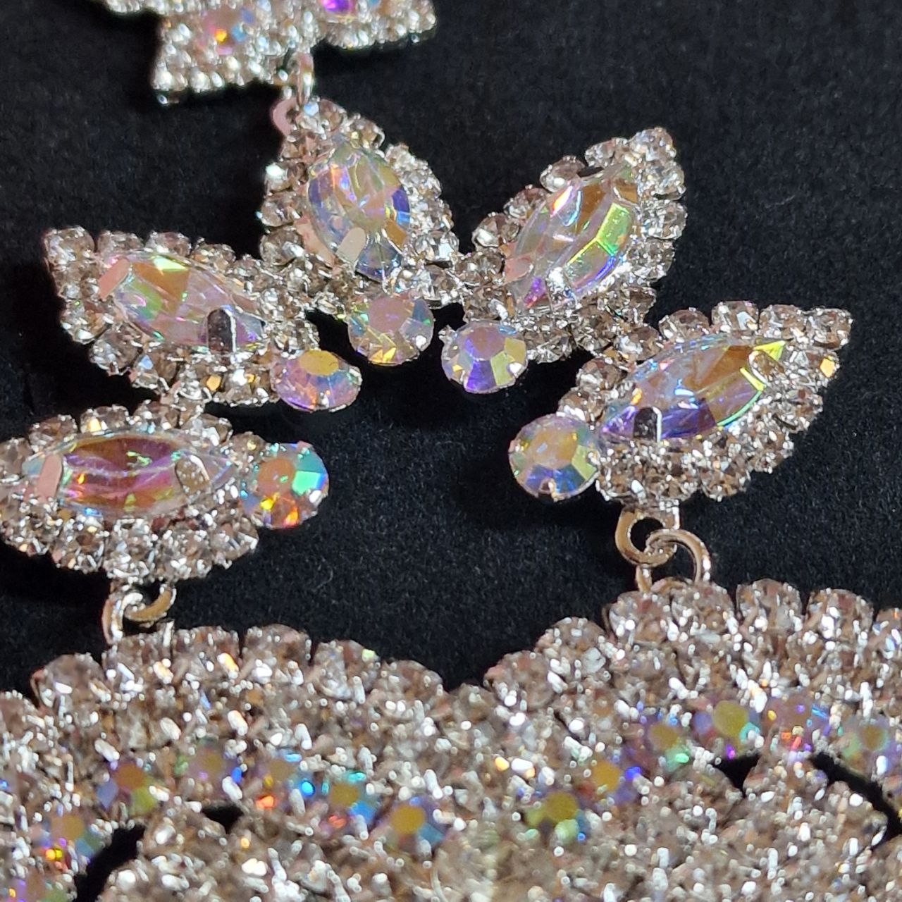 Crystal Heart Statement Earrings | AB Rhinestone Bridal Earrings