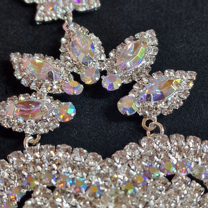 Crystal Heart Statement Earrings | AB Rhinestone Bridal Earrings