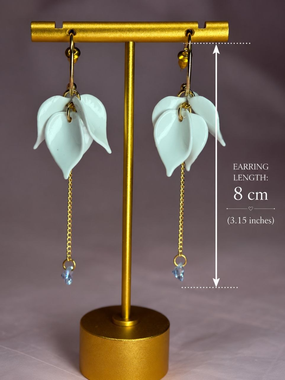 White Floral Bridal Earrings, Romantic Flower Drop Earrings, Wedding Earrings for Bride, Elegant Petal Earrings