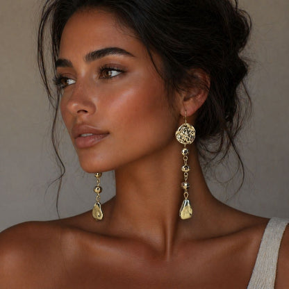 Gold Drop Statement Earrings – Modern Minimalist Luxury Jewelry