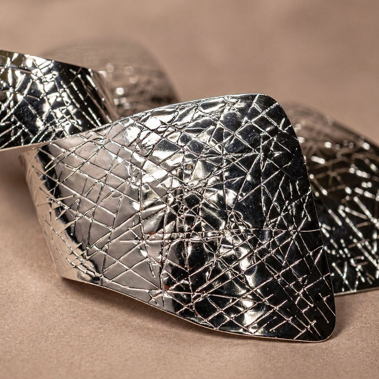 Silver Textured Statement Earrings – Sculptural Drop Earrings