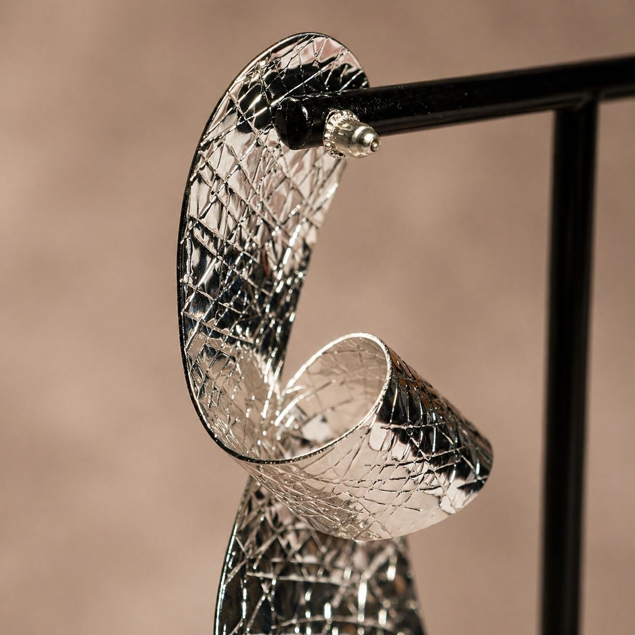Silver Textured Statement Earrings – Sculptural Drop Earrings