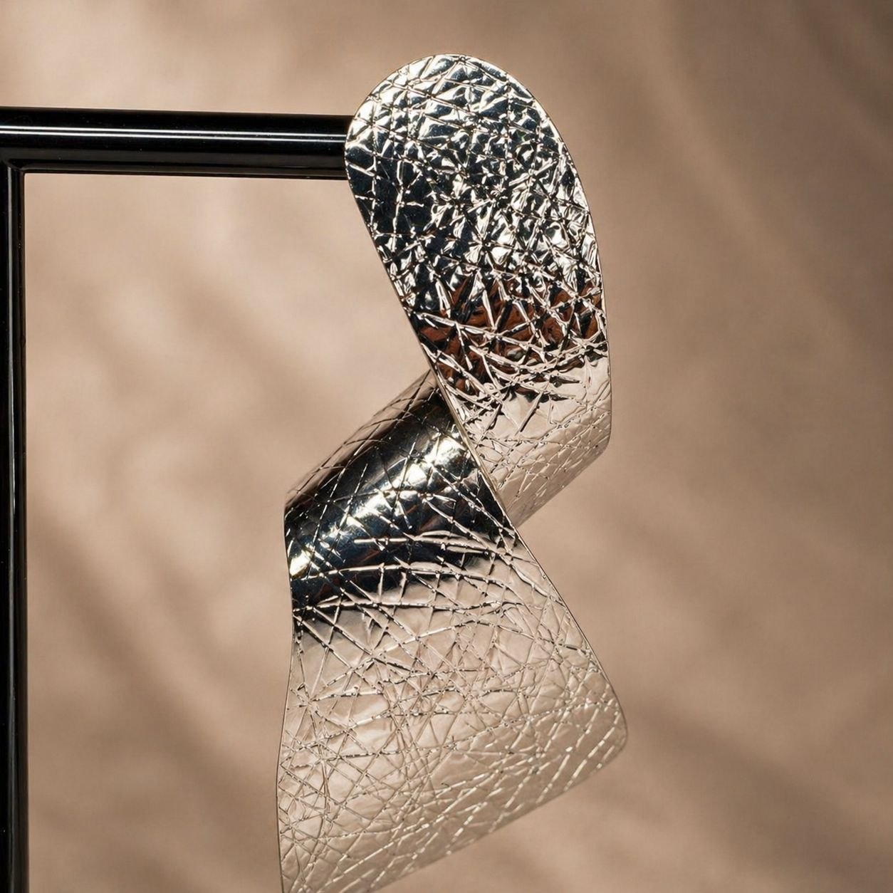 Silver Textured Statement Earrings – Sculptural Drop Earrings