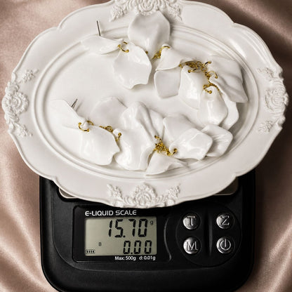 White Floral Bridal Statement Earrings – Wedding Drop Earrings
