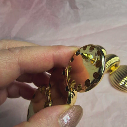 Bold Gold Tiered Statement Earrings – Large Sculptural Drop Earrings Runway Glam Party Jewelry Gift