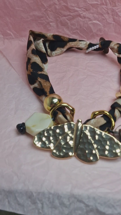 Gold Butterfly Statement Necklace – Leopard Scarf Luxury Choker
