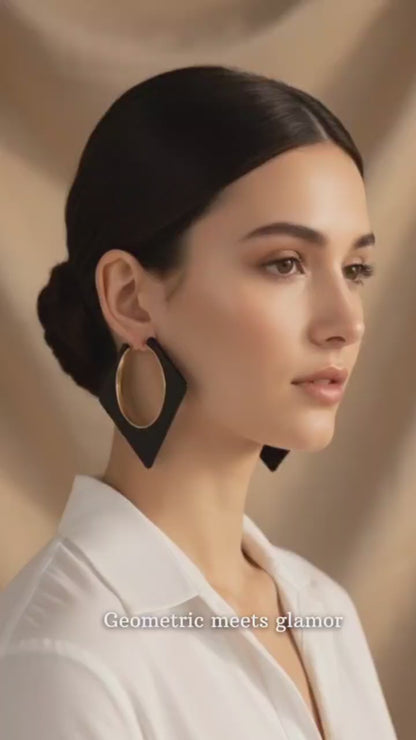 Gold Acrylic Hoop Earrings – Large Lightweight Statement Hoops, Modern Minimalist Jewelry, Gift for Her